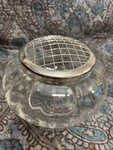 Dartington Crystal Rose Bowl Vase W/ Silver -plated Flower Frog Mesh,vtg. Fixed Price $25.00.