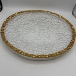 Ivv Glacier Italian Serving Platter Glass 10KT Gold Rim 14.5 Round Centerpiece. Fixed Price $43.00.