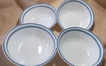 Corelle Vitrelle Classic Cafe Blue Soup Cereal Bowls W/ Stripes 6.25" Set Of 4. Fixed Price $15.99.