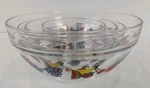 Vintage 5PC Fruit Pattern Durable Glass Mixing Bowl Set Nesting Kitchen 1970'S. Fixed Price $34.99.