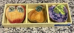 New Home Accents Ceramic Fruit Shaped Bowls Pear Apple Grapes Set Of 3. Fixed Price $27.95.