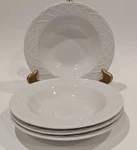 SET/4 Oneida Picnic Wide Rimmed Soup Salad Pasta Bowls, Basket Weave Design 9". Fixed Price $24.50.