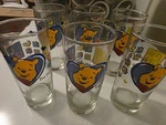 Complete Set 6 Anchor Hocking Disney Winnie The Pooh Big Hearts Drinking Glasses. Fixed Price $50.00.