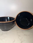 2 Studio Nova Moldova Portugal, Ringed Terra Cotta 6" Bowl Black Ceramic Inside. Fixed Price $6.60.