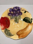 Vintage Home Trends 9" Verdona Serving Bowl Grapes Apple Pear Design. Fixed Price $12.80.