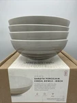Set Of 4 Bambeco Dakota Porcelain Birch Pattern Cereal Bowl Soup Dinnerware. Fixed Price $130.00.