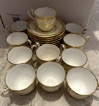 Vtg Tiffany & Spode Copeland Cream Y816 Set 21 Peony Demitasse Cups Saucers. Fixed Price $269.99.
