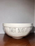 Rae Dunn Large Ceramic Mixing Bowl Just Beat Farmhouse Kitchen Baking White. Fixed Price $29.99.