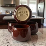 1960 Vintage West Bend Stoneware Bowls Set Of 4 Rustic Glazed Pots. Fixed Price $24.00.