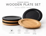 Studio Nova Thailand Wooden Plates Set Of 4 Black & Natural Round Serving. Fixed Price $79.99.