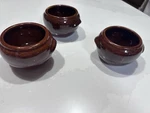 Set Of 3 -ceramic Bean Bowls With Brown Glaze, American Pottery. Fixed Price $16.73.