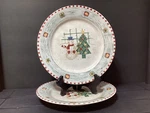 Set Of Gibson Snowman 10 3/4" Dinner Plates (B044-082024-.99E). Fixed Price $14.95.