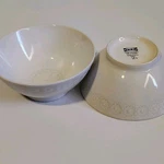 2 Ikea Floral Embossed Set 5.5" Dessert Off White Stoneware. Fixed Price $30.00.