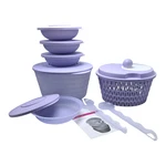 Tupperware Purple Salad Spin Save Colander Tongs 400ML Bowls Nos. Fixed Price $87.90.