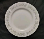 Dynasty Fine China Dinner Plate White With Floral Trim & Platinum Edge. Fixed Price $25.00.