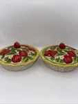 2 Temptations By Tara Figural Fruit Small Lidded Pie Bowls. Fixed Price $48.96.