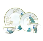 16PC Set Peacock Garden Porcelain 222 Fifth 4 Dinner Salad Plates Bowls Mugs. Fixed Price $179.67.
