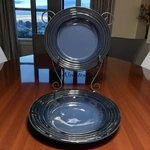 Two Le Creuset Rimmed Soup Bowl Cobalt Blue Hombre 10.25" Inch.. Fixed Price $38.50.