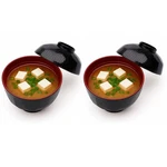 Japanbargain Japanese Miso Soup Bowls With Lids, Small, Black/red. Fixed Price $16.87.