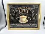Vie Parisienne Wood Serving Or Bed Coffee Themed Tray, Rectangle, Black. Fixed Price $16.00.