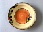 Clay Art Stone Lite Oliva Italiana Hand Painted Bowl Embossed Olives 9". Fixed Price $19.95.