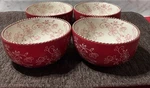 Temp-tations By Tara Floral Lace Cranberry Red 18OZ Bowls Set Of 4. Fixed Price $29.00.