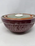 Rae Dunn Thanksgiving Grateful Give Nesting Mixing Bowls 3PC Set Med. Fixed Price $85.99.