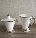 New Lenox Solitaire Platinum Sugar Bowl W/lid And Creamer Made The Usa. Fixed Price $89.99.