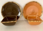 Set Of 4 Ipanema Stoneware Plates & Bowls Hand-painted Bamboo-look Global Home. Fixed Price $36.00.