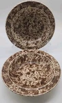 **splatter Brown Spongeware (2) 3/8 Cereal Bowls Homer LAUGHLIN-1974-#4-MS123. Fixed Price $25.00.