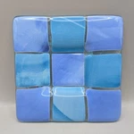 Murano Venetia Arte Vetro Venezia Blue Squares Glass 4" Trinket Dish W/ Sticker. Fixed Price $39.99.