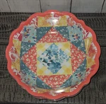 Pioneer Woman Patchwork Medley 8.8"/44OZ Coral Melamine Dinner Bowls New. Fixed Price $34.00.