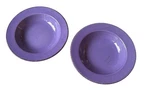 Home Purple Stoneware Soup/cereal/salad Bowls 8.5 Plum W/distressed Rims 2-SET. Fixed Price $13.95.