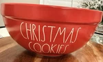 Rae Dunn Red Ceramic Mixing Bowl Christmas Cookies Glossy Artisan Collection. Fixed Price $39.99.