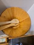 Ikea Deep Wooden Salad Serving Fruit Bowl 11 X 5 Including Spoons. Fixed Price $14.95.