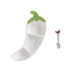 Mud Pie White Ceramic Pepper Triple Dip Set. Fixed Price $34.29.