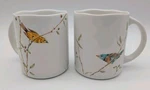 222 Fifth Early Bird Scalloped Edge Porcelain Coffee Tea Mug Cup Set. Fixed Price $22.00.