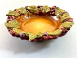 Raised Leaves W/ Grapes Edge Grasslands Road Ceramic Bowl/ Trinket Dish 8". Fixed Price $19.95.
