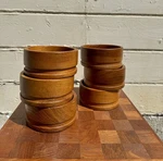 Vintage Solid Teak Wood Bowls Set Of 6 Made Thailand Mcm Cost Plus 1980S. Fixed Price $34.99.