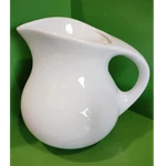Marketplace White Ceramic Pitcher Glossy Round Handle Dishwasher Safe Italy. Fixed Price $19.99.