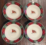 Vintage Block Father Christmas Holiday By Gear, Cereal Bowls, 7 1/4', 1995. Fixed Price $6.00.