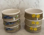 6 Vtg Mancioli Italy Ceramic Pottery Cereal Soup Bowls Blue Yellow Flower Floral. Fixed Price $60.00.