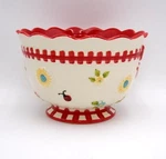 Temptations Tara Ladybug Floral Pedestal Bowl Scalloped Footed Dish. Fixed Price $24.69.