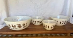 Pyrex Early American Mixing Bowl Set W/htf 404 1967-1971. Fixed Price $325.00.