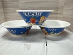 Kelloggs Rice Krispies Snap Crackle Pop Plastic Cereal Bowl New Lot Of 3. Fixed Price $18.00.