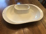 Retired Nora Fleming Pearl Dot Stoneware Chip And Dip Oval Bowl /platter. Fixed Price $64.95.