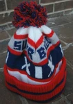 Vtg Super Bowl Xix Knit Hat Toboggan Cap Red White Blue Pompom Football 1985. Fixed Price $32.99.