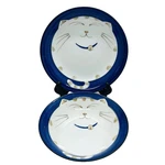 Kafuh Japanese Fat Cat Kitty Ramen Plate & Bowl Blue Maneki Neko-set Of 2. Fixed Price $39.99.