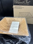 Pampered Chef Bamboo Square Serving Bowl 9"X9"X3" Wood Tapered 2249 New Open Box. Fixed Price $19.00.
