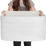 Extra Large White Basket, 23.6" 17" 12" Rectangle Blanket Storage.... Fixed Price $37.59.